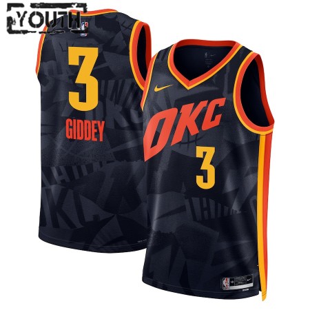 Camiseta Niños NBA Oklahoma City Thunder Josh Giddey 2023-24 Nike City Edition Negro Swingman
